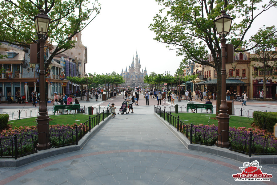 Shanghai Disneyland castle view from Mickey Avenue