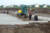 Work is progressing around the site office