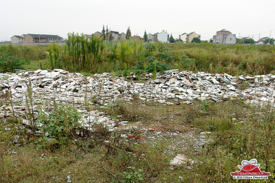 Demolished houses on site