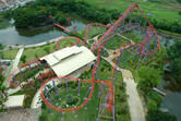 Well-manicured suspended roller coaster