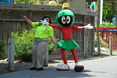 Marvin the Martian with park employee