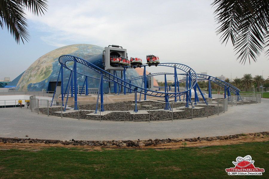 Coaster protruding from one of the domes