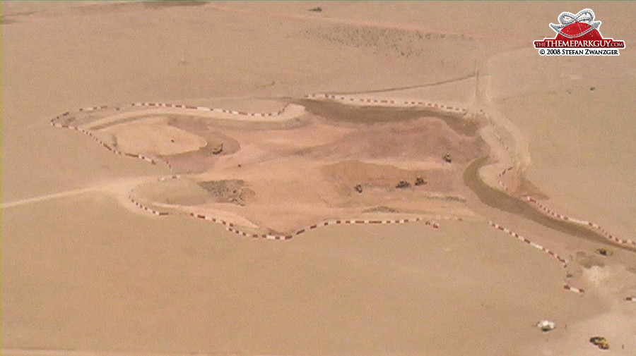 Universal Studios lake in the middle of the desert