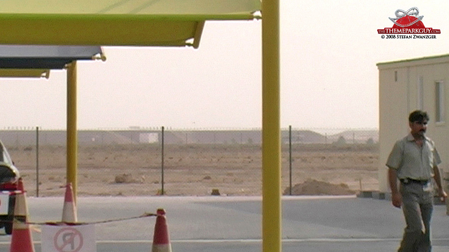 Universal construction site in the background, seen from the site office