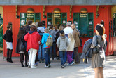 Queues to the ticket counters