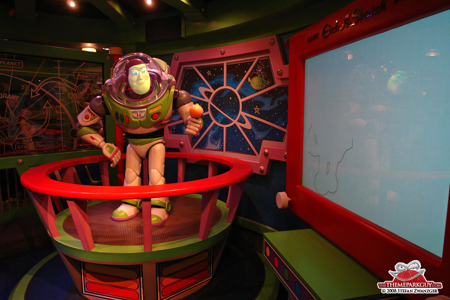 In the Buzz Lightyear's Astro Blasters queue