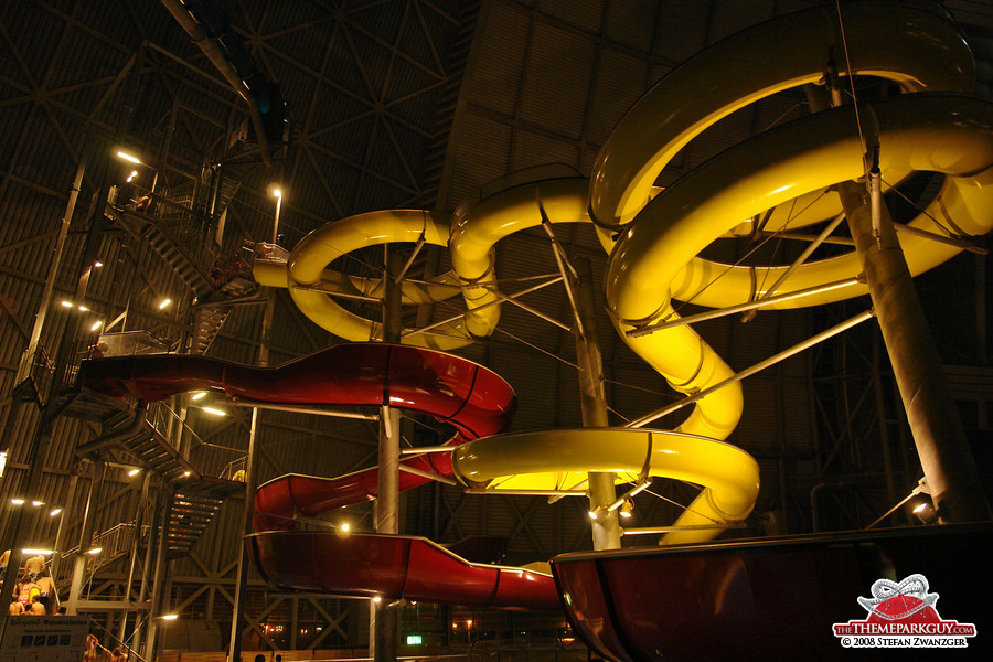 Slide tower at night