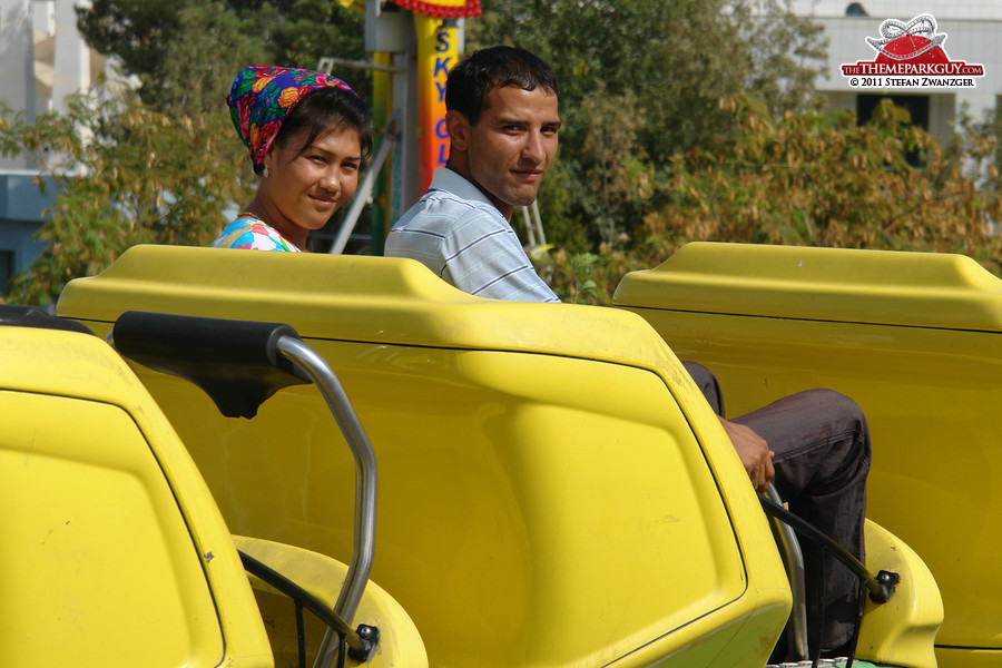 Turkmen couple in Ashgabat roller coaster