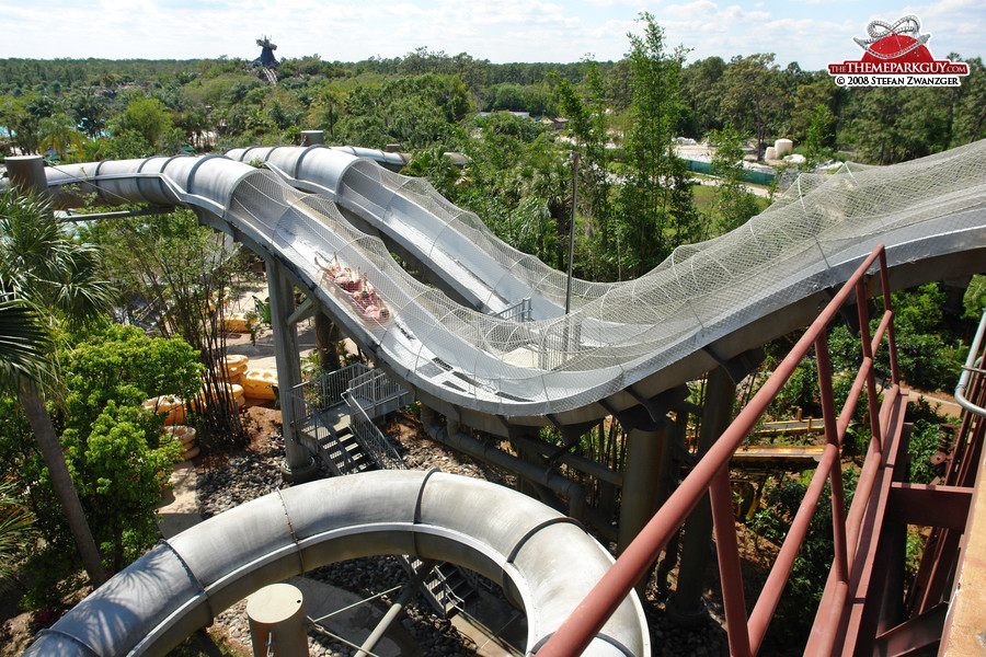 Roller coaster feel in the water slide