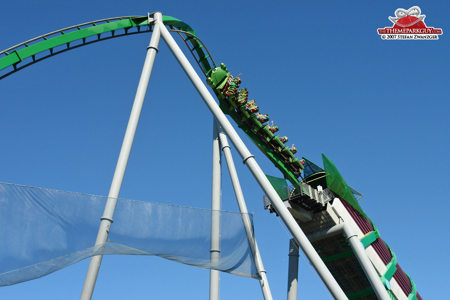 Hulk coaster's initial inversion makes you feel weightless for a second