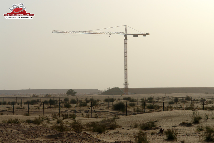 Crane on location (you can see the Universal sand wall in the background)