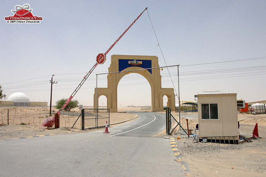 Universal Studios Dubailand gate. Security has gone.