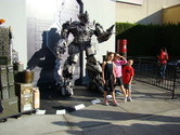 Transformers character posing with the kids