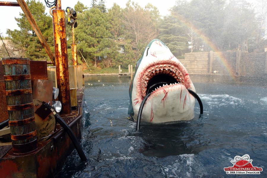 Shark attack with rainbow