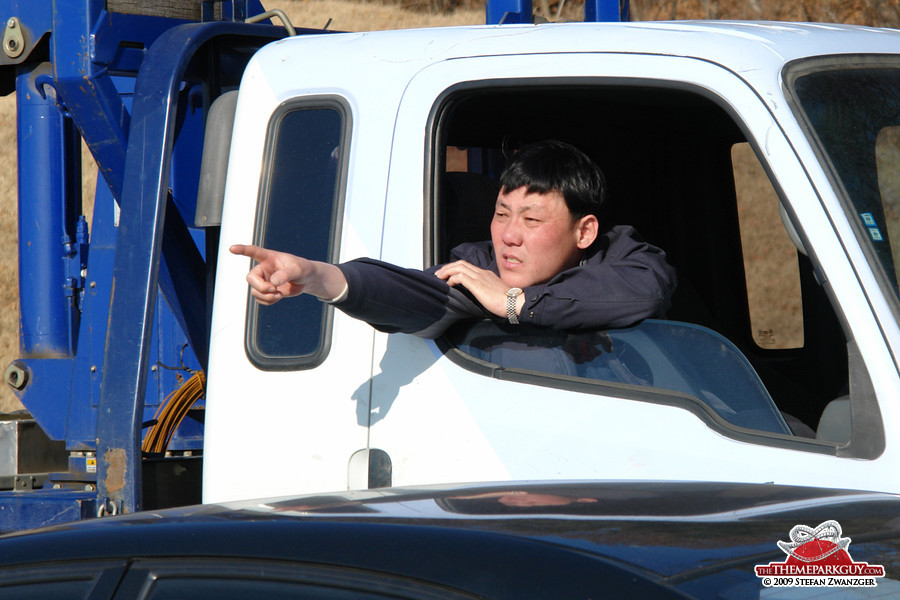 A local pointing to the future Universal Studios site