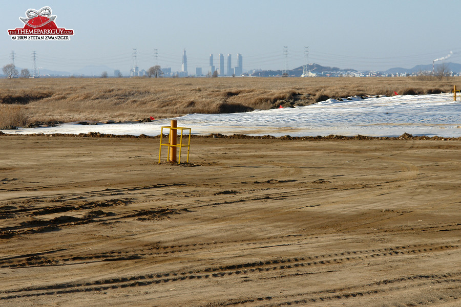 New Songdo City in the background