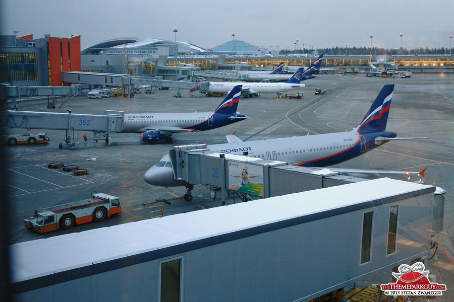 Moscow Sheremetyevo Airport with new Aeroflot fleet parked