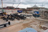 Mummy coaster tracks stored on the site of the future lake