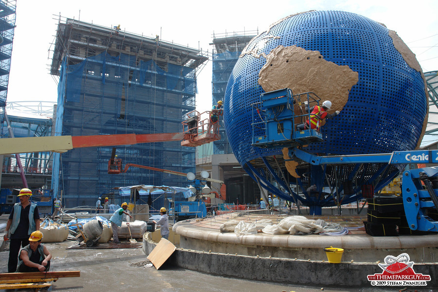 Universal globe and gate at the back