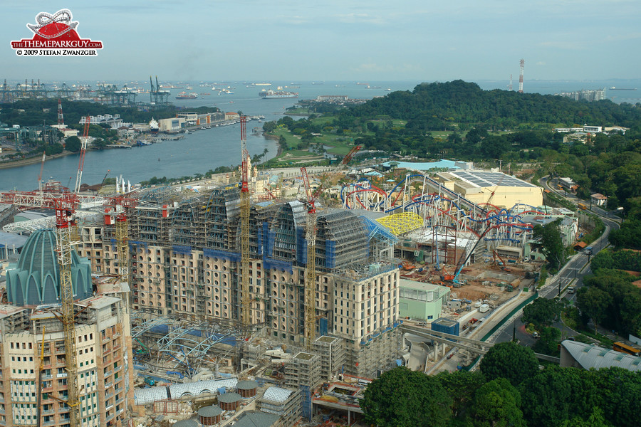 Universal Studios Singapore from above, November 2009