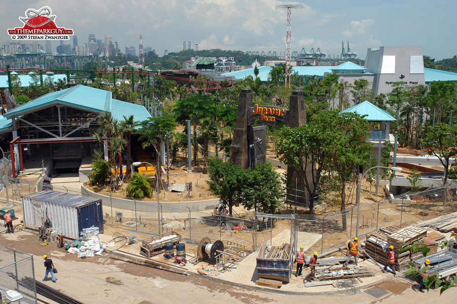 Jurassic Park loading station on the left