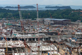 The Mummy Ride building rises at Universal Studios Singapore