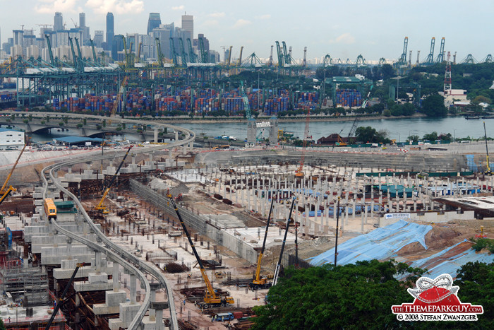 Universal Studios Singapore parking garage piles