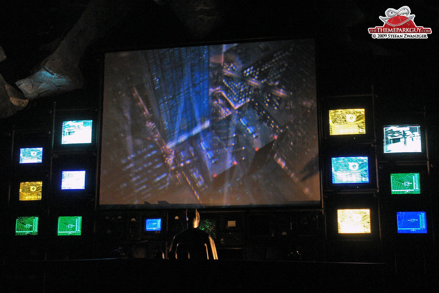 Rubber Batman in the Batman ride pre-show