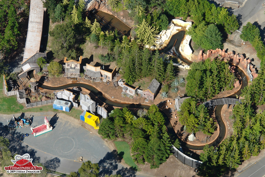 Log flume ride from above