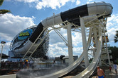 Steep body slides with a frightening trap-door launch chamber at the start