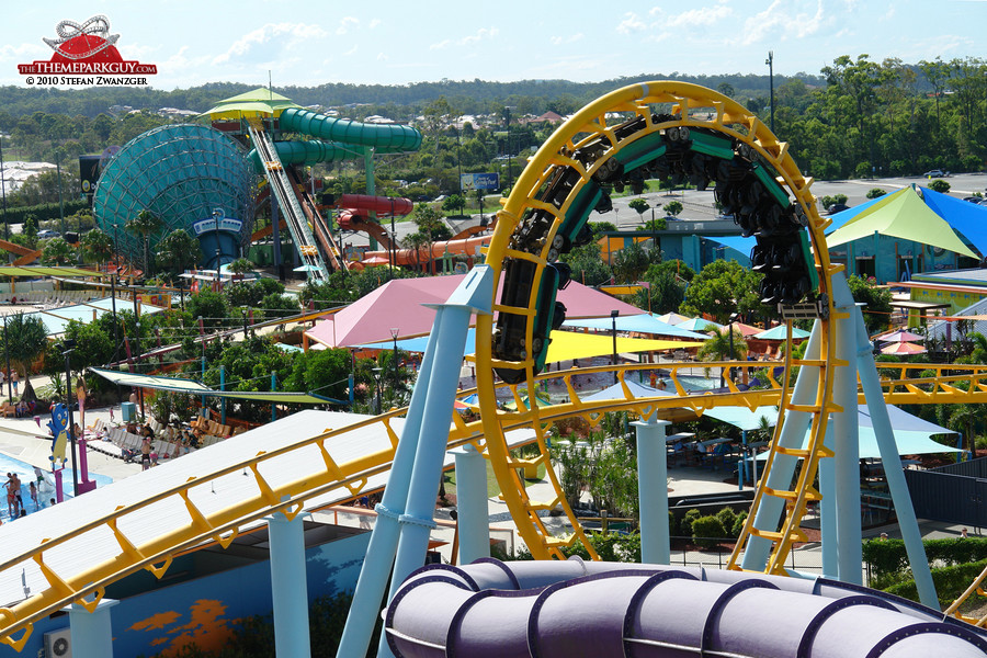 Dreamworld theme park coaster next door