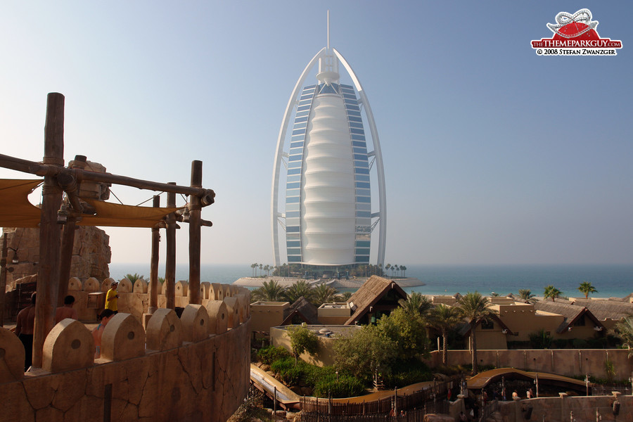 Burj Al Arab hotel seen from Wild Wadi