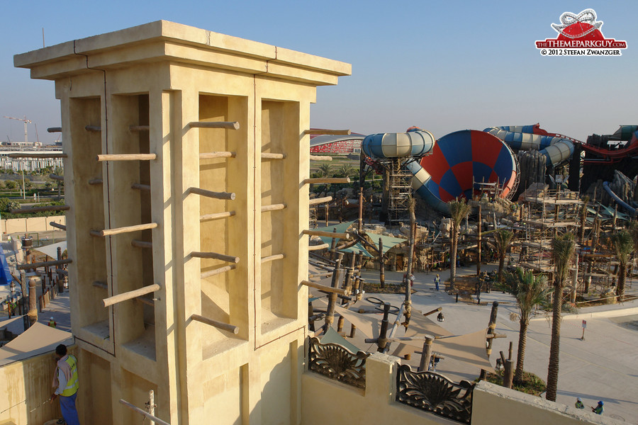 View from the souq roof onto the massive Tornado slide