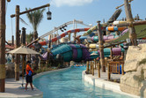 Lazy river (front), 'Rattler' slide (center), Bandit Bomber coaster (back)