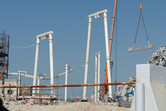 Suspended roller coaster under construction