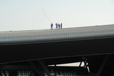 The cleaners on the Ferrari World roof enjoy the best view