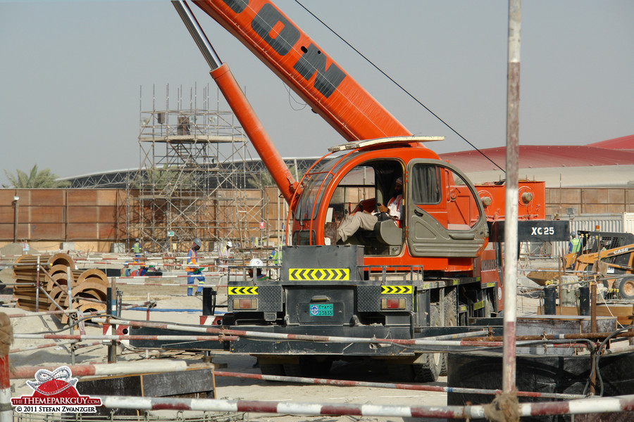 Yas Island Water Park site, with Ferrari World in the background